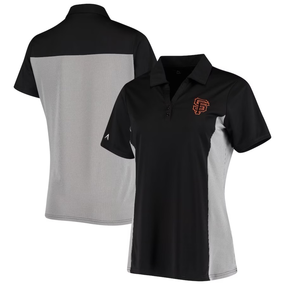 San Francisco Giants Antigua Women's Venture V-Neck Polo - Black - Medium